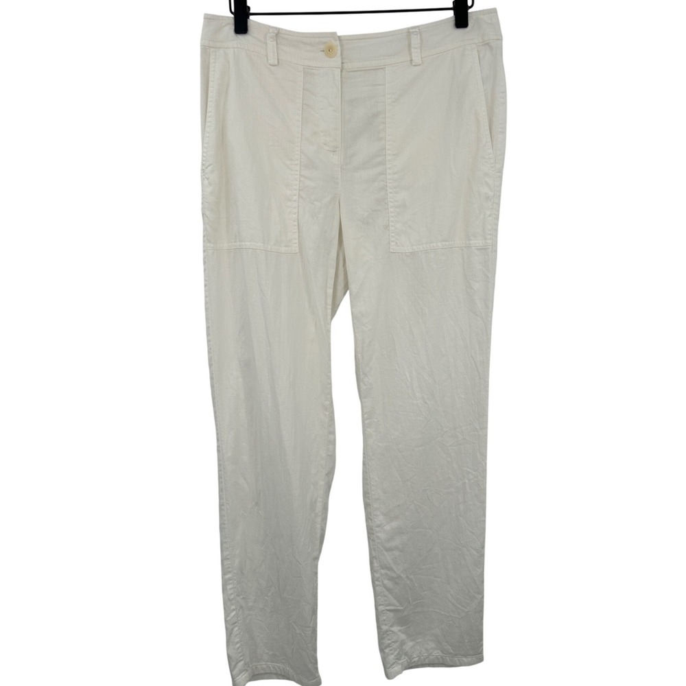 Eileen Fisher Womens Size 4 White Organic Cotton Straight Leg Pants READ